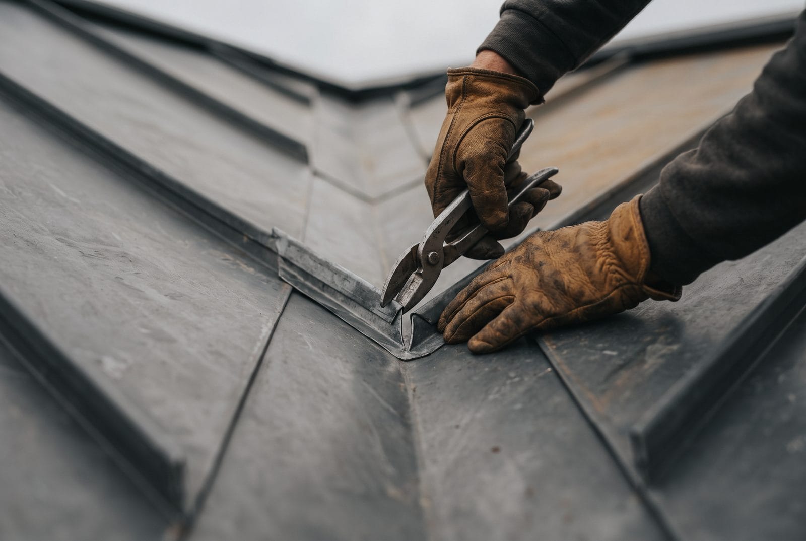 A standing-seam valley closure detail.